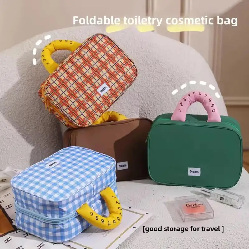 

Foldable High Aesthetic Value Makeup Bag With Hook Large Capacity Travel Storage Bag Portable Toiletry Bag For Travel