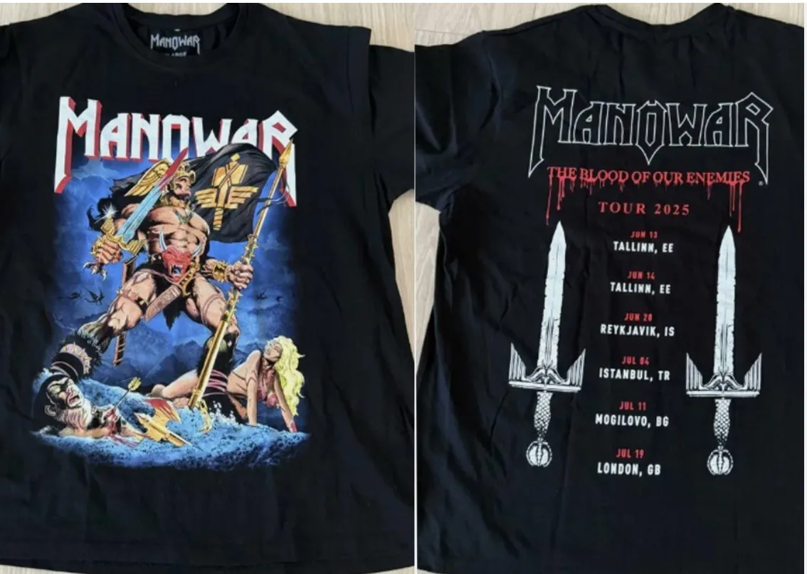 New Manowar Tour 2025 short sleeve black color 2 side shirt