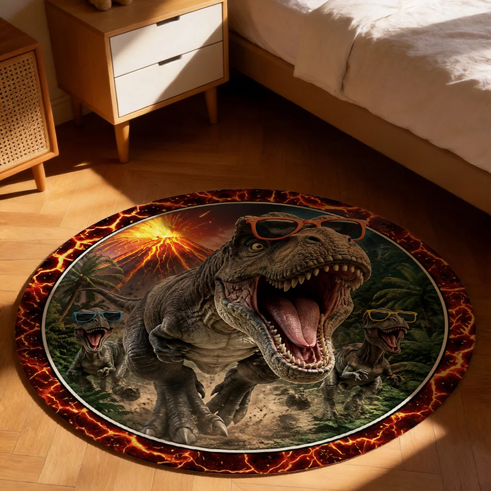 Dinosaur Roar Fun Area Rug Mat for Kids Nursery Playroom Jungle Safari Theme Decor