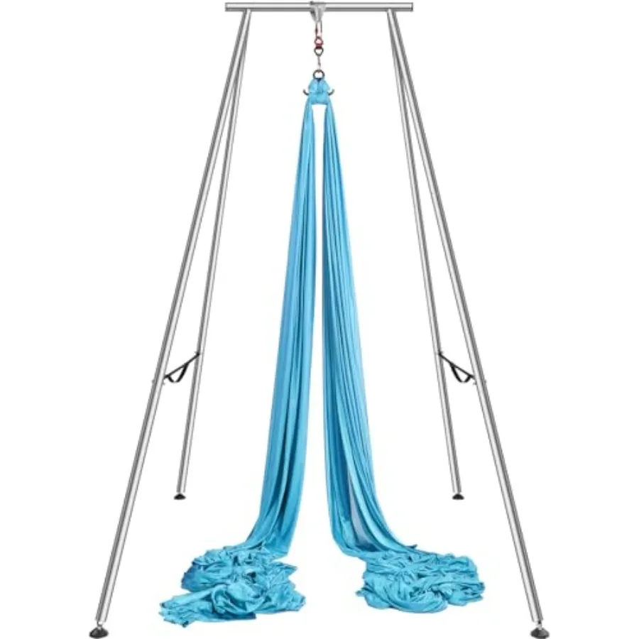 

Aerial Yoga Frame Hammock Set for indoor/outdoor use nylon fabric blue 9.67 ft height 13.1 yards swing length 551.15 lbs capaci