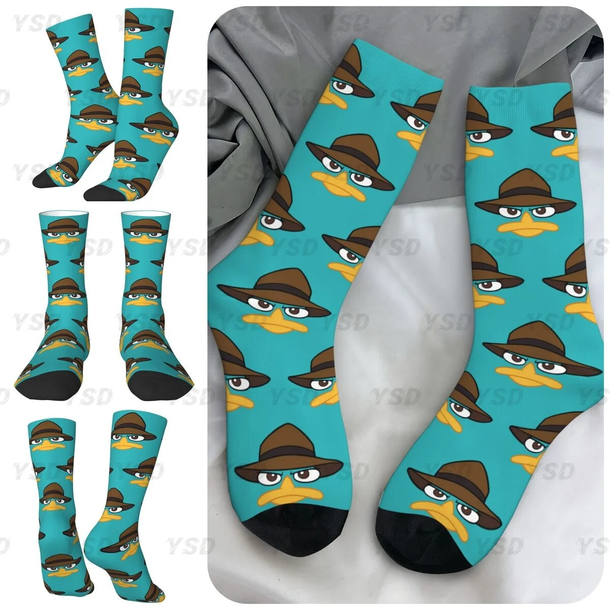 Dack Perry The Platypus High elasticity polyester Men and Women printing Socks,Applicable throughout the year Dressing Gift