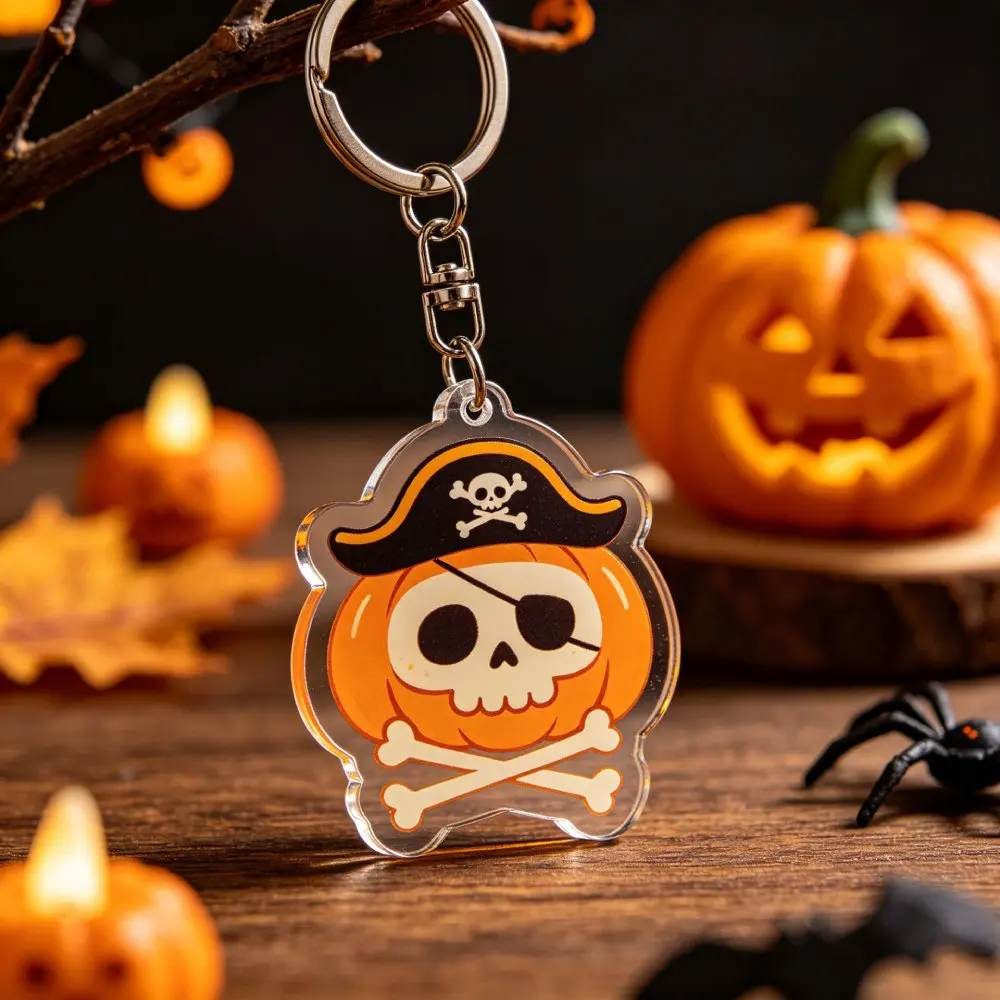Halloween Haunted House Acrylic Keychain Spooky Black Cat Pumpkin Bat Key Ring Bag Charm Pendant Horror Holiday Party Decoration - view 3
