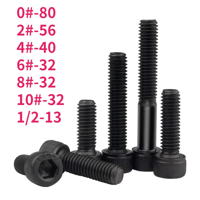 Unc 0 # -80 2 # -56 4 # -40 6 # -32 8 # -32 10 # -32 1/2-13 12.9 درجة الكربون الصلب مسدس عرافة المقبس المسمار كوب ألين بولت