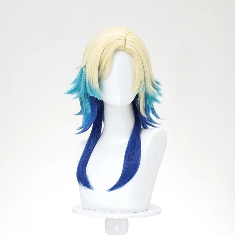Anime Michael Cosplay Kaiser Short Wigs Blue Gradient Synthetic Hair Role Play Props Accessories Halloween Carnival Party view 4