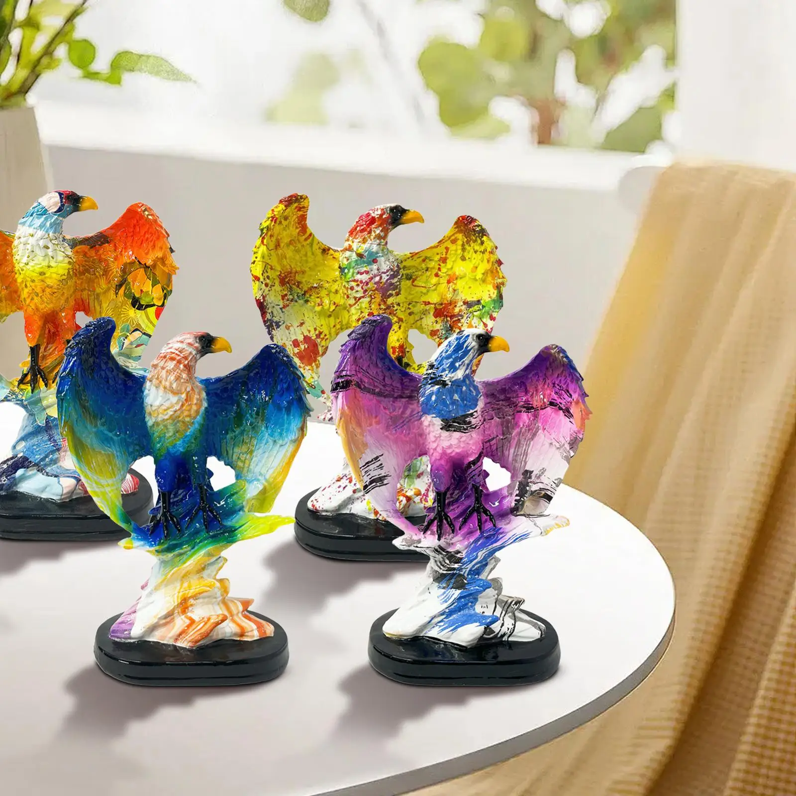 

Resin Statue Eagle Sculptures Decorative with Base Collectible Animal Figurine