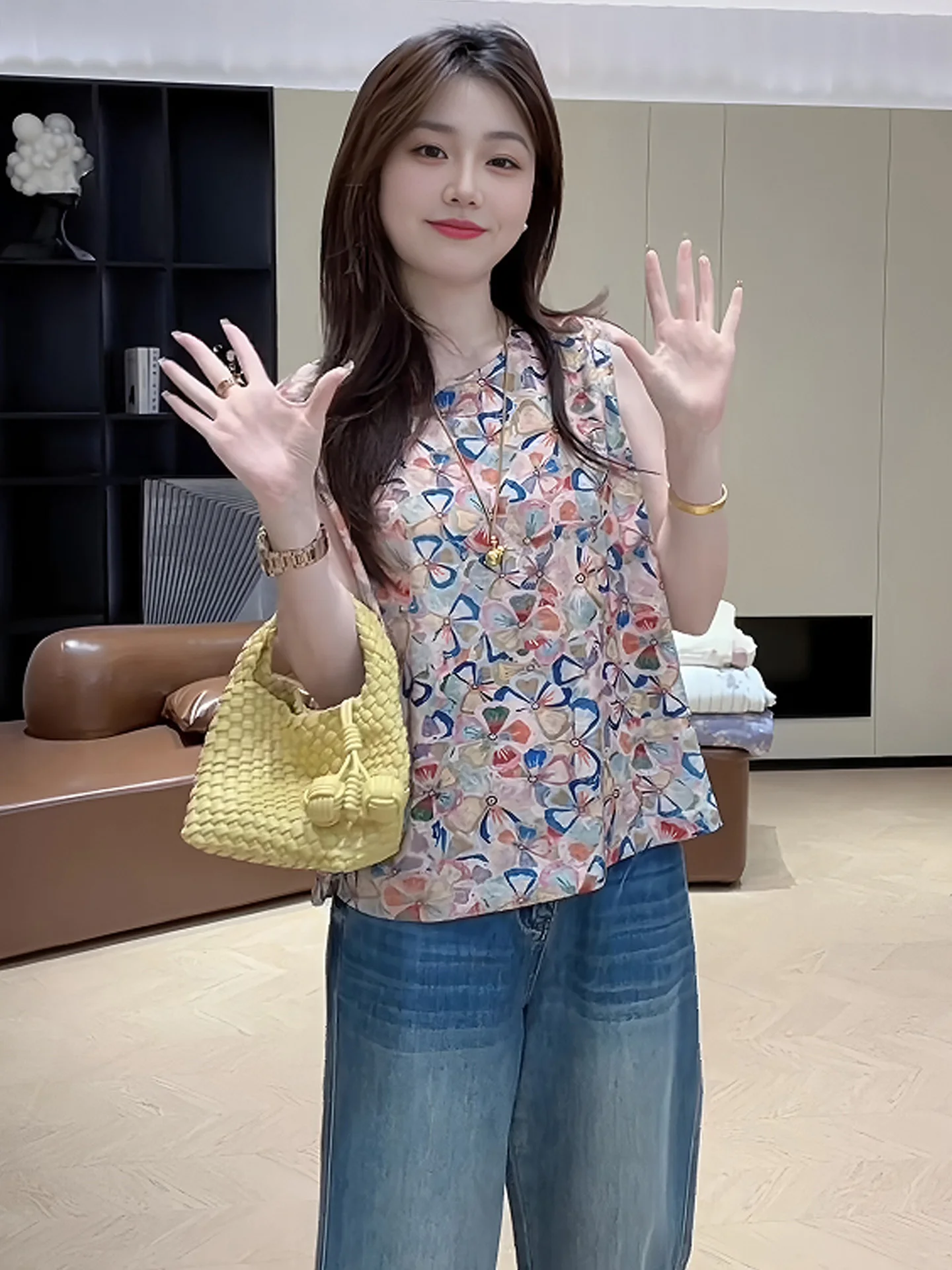 

Ele вышитый круглый Ne Svel irt женский модный летний топ дышащий тонкий повседневный Sle обычной длины