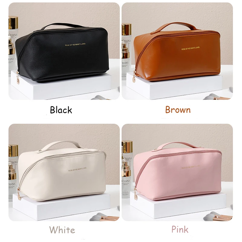 Large-Capacity Travel Cosmetic Bag Portable PU Makeup Pouch Women Waterproof Bathroom Wash Handbag Multi-functional Toiletry Kit