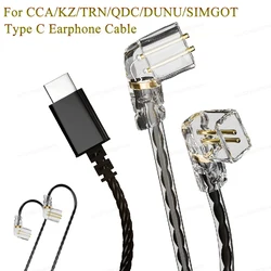 Cable de auriculares de doble pin, accesorios de repuesto para CCA/KZ/TRN/QDC/DUNU/SIMGOT, 0,75mm, TYPE-C