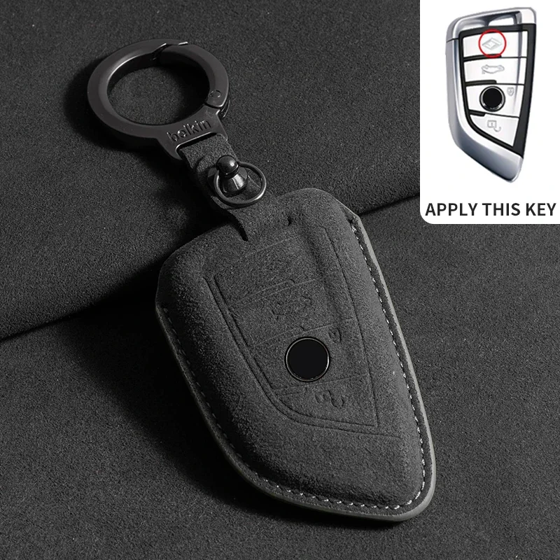 

Leather Car Key Case For BMW X1 X3 X5 X6 X7 F20 F15 F16 F48 G20 G30 G01 G02 G05 G11 G32 1 3 7 Series Keychain Suede Accessories