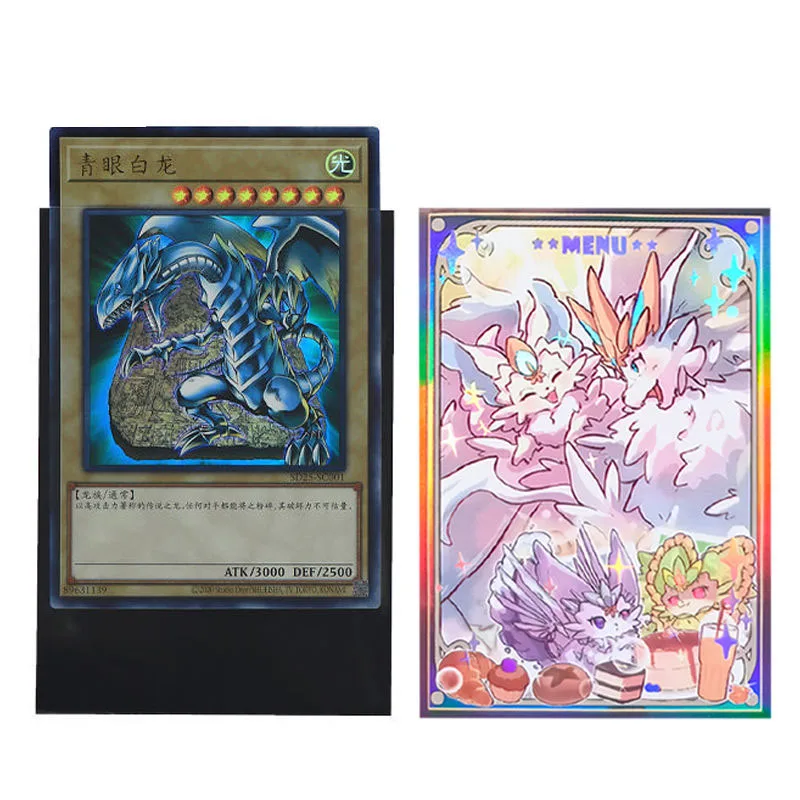 50PCS/PACK Yugioh Purrely Card Sleeves Yu-Gi-Oh! TCG OCG Trading Cards Holographic Flash Protector Case Cover