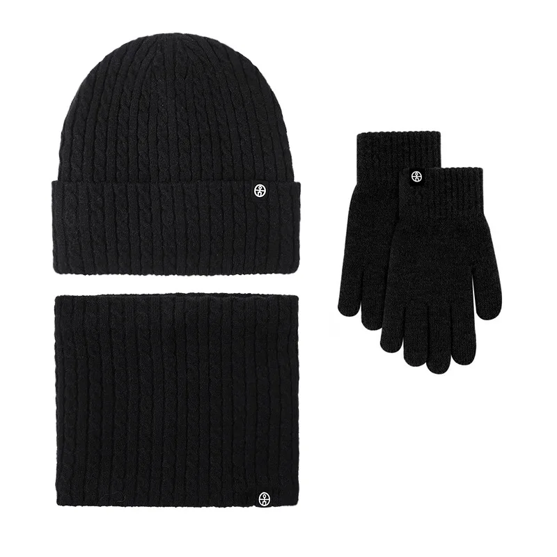 الشتاء أزياء بسيطة محبوك المخلوطة بلون في الهواء الطلق ركاب قفازات دافئة قبعة وشاح 3 قطع مجموعة للرجال والنساء الأوشحة
