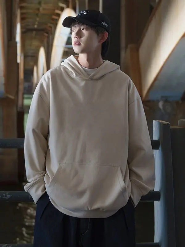Suede Hoodie Men's Casual Sports Shirt Sanding Sweatshirts with Pockets Hooded Pullover Men Tracksuit Hip Hop Streetwear