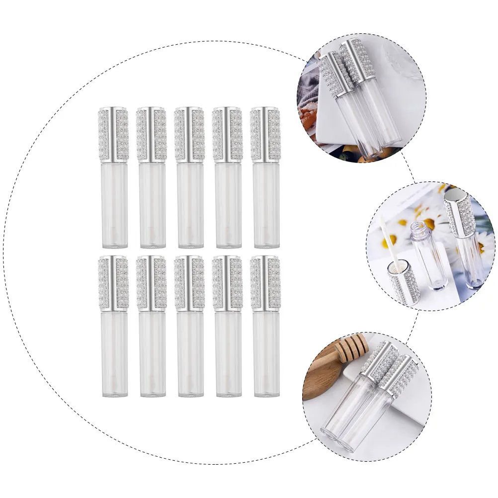10개입 립글로스 튜브 빈 투명 유리병 리필 가능한 미니 립밤 용기 DIY 메이크업 보관 휴대용