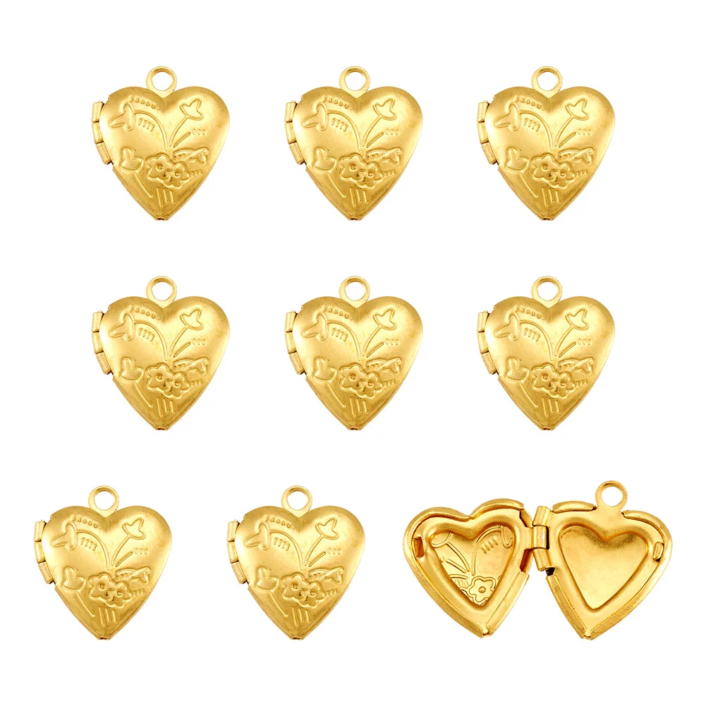 

20pcs Brass Heart Locket Charm Pendants for Jewelry Making DIY Bracelet Necklace Valentine's Day Jewellery Gifts 15.2x13.2x4.6mm