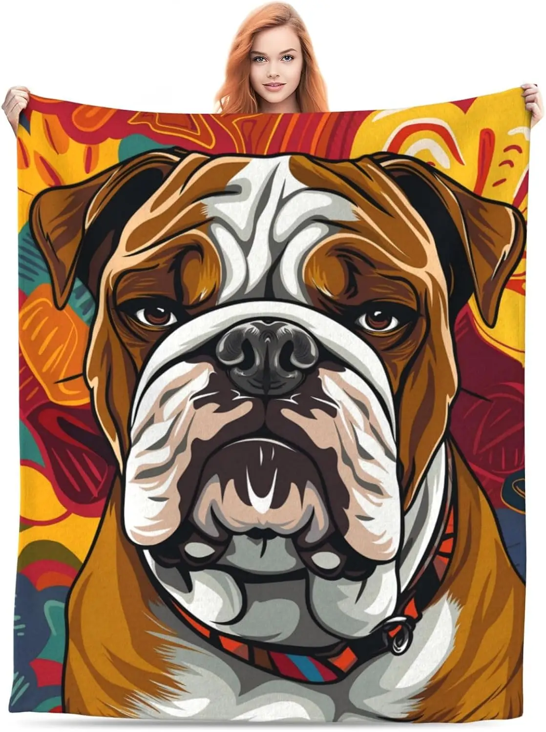 Personalized Dog Portrait Throw Blanket Cozy Gift for Pet Lovers Novelty Dog Owner Home Decoration Fleece Throw