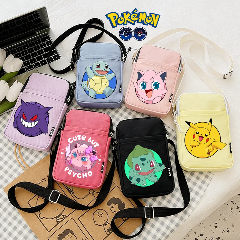 

Pokemons Mobile Phone Shoulder Bags Game Casual Zipper Vogue Small Messenger Case Anime Cartoon Cute Boys Girl Crossbody Handbag