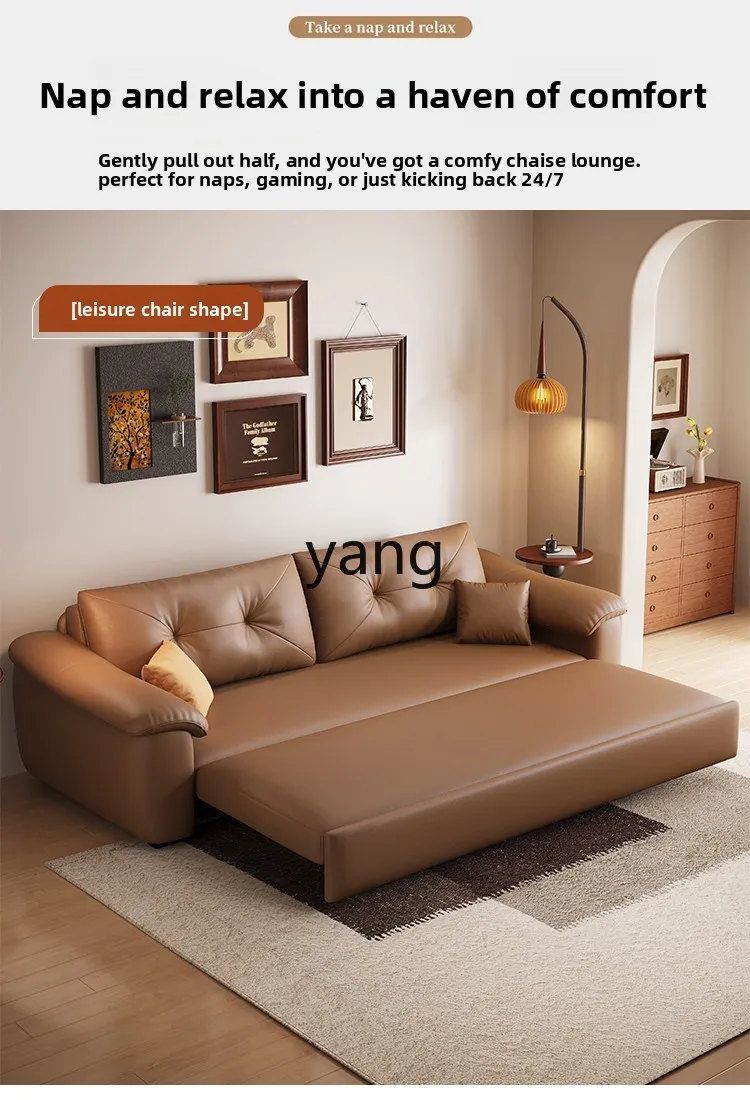 

LMM small apartment living room multi-functional foldable and retractable integrated dual-purpose straight-row sofa