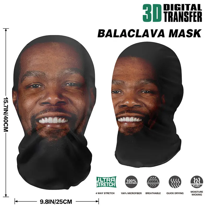 Funny Celebrity Face Masks 3D Printed Kevin Durant Pattern ﻿Balaclava Headcovers Party Cosplay Props Mesh Full Face Masks