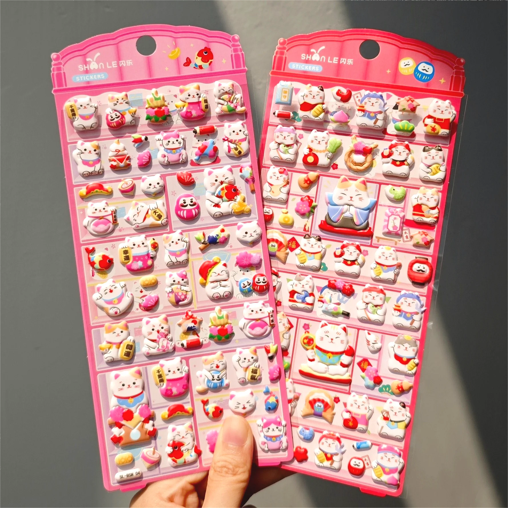 

Kawaii 3D Lucky Cat Daruma Double-Layer Bubble Sticker for Scrapbooking Cute DIY Phone Case School Stationery Supply