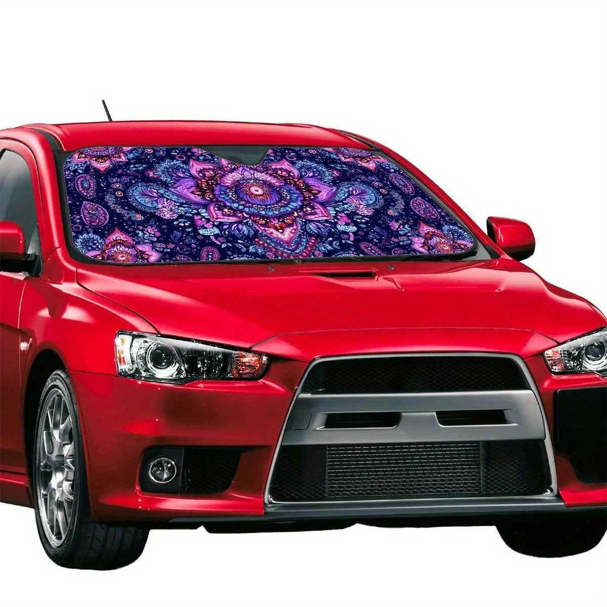 Bohemian Paisley Floral Pattern Car Window Sun Shade, Windshield Sun Visor, Easy To Install, Sun Protection, Keeps Your Car Cool