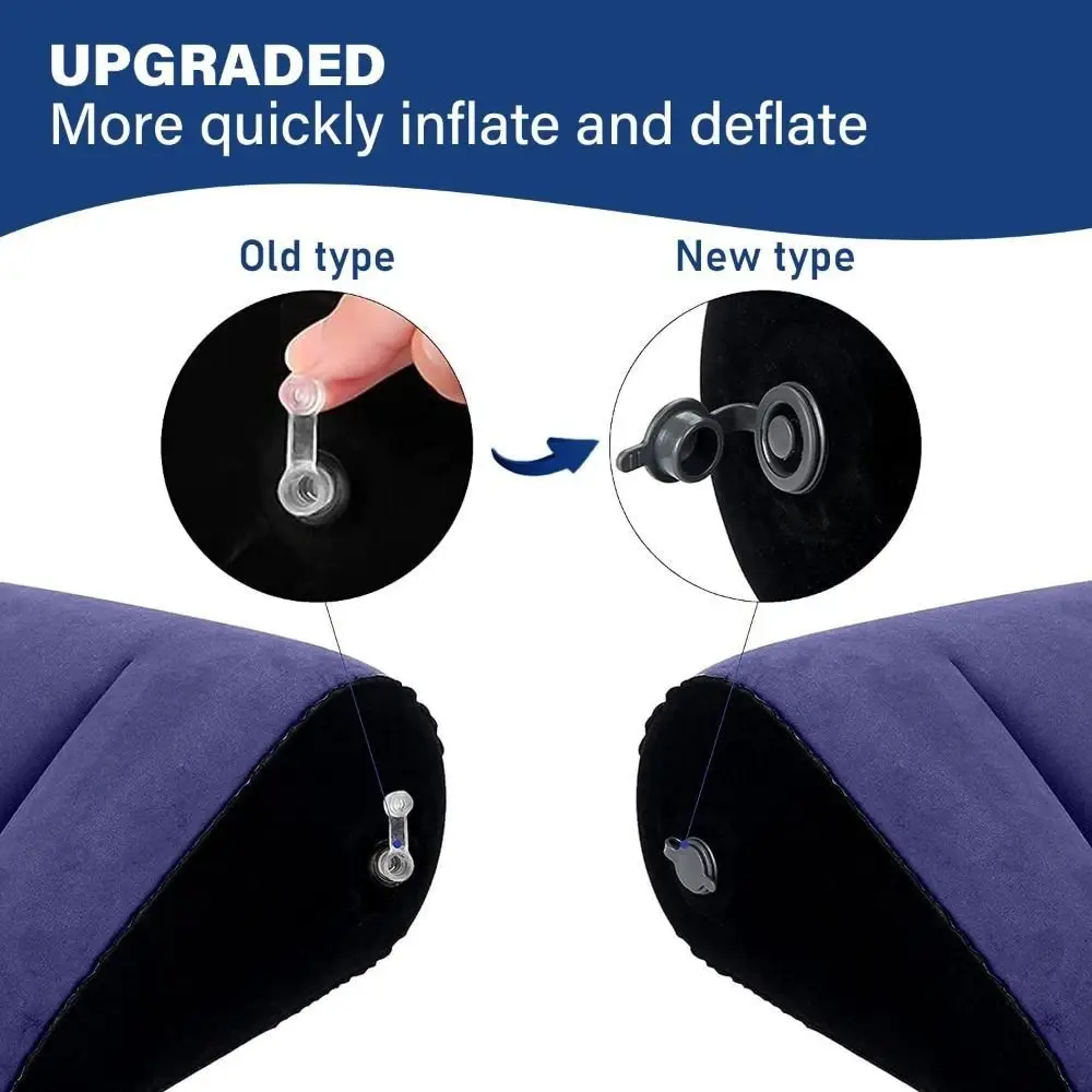 New PVC Flocking Silicone Pillow Blue+Black Inflatable Inflatable Pillow Soft Triangle Cylinder Wedge Relax Cushion Home