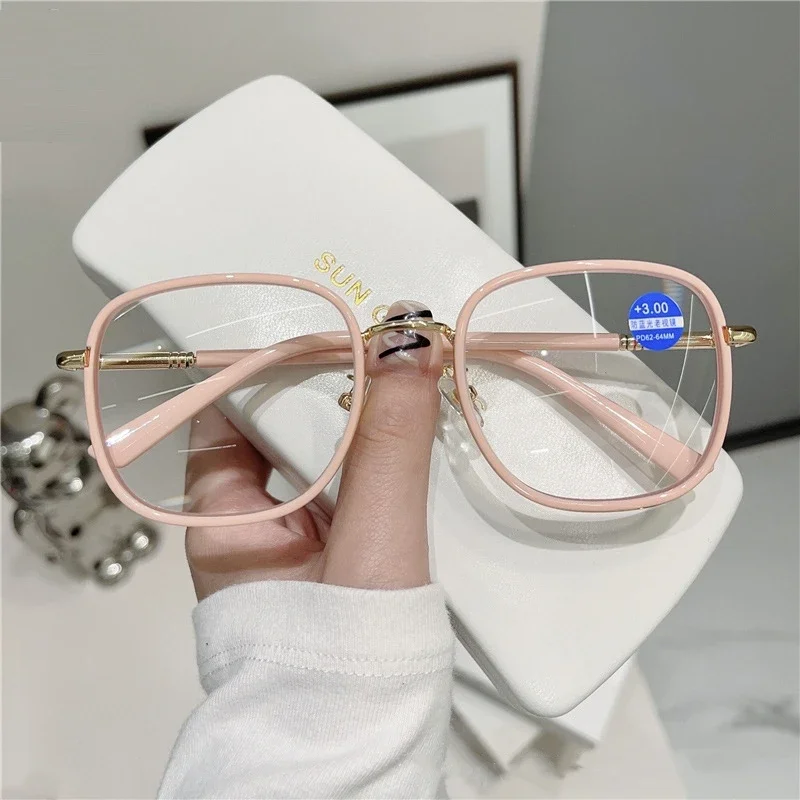 Ladies Square Reading Glasses Fashion Trend Presbyopia Glasses for Women Men Optical Prescription Farsight Eyeglasses 0 To +4.0