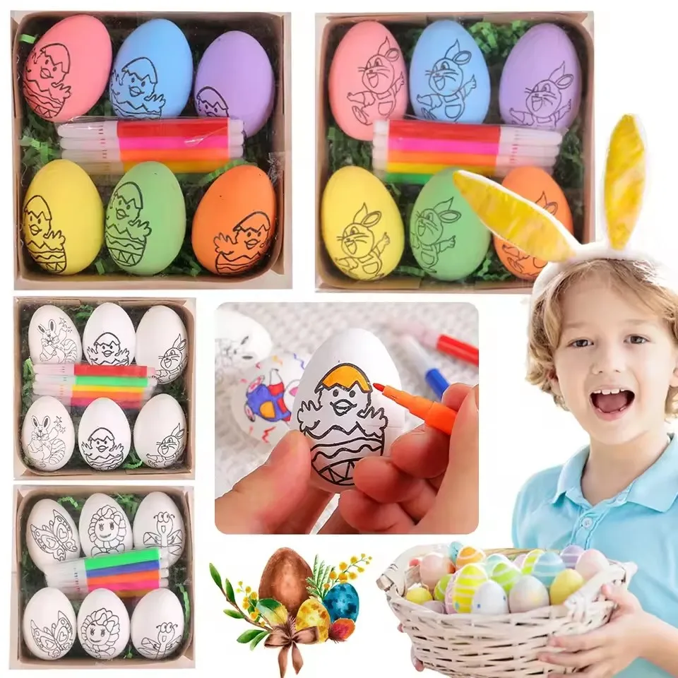 DIY Malerei Ostereier mit Farbstift DIY Doodle Kit Osterei Färbung Bastelset für Osterthema Party