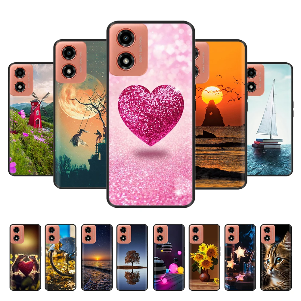 For Motorola Moto G04 Case Cute Heart Flower Soft Silicone Back Cases for Moto G04s G 04 Phone Coque Cover MotoG04 Fundas Bags