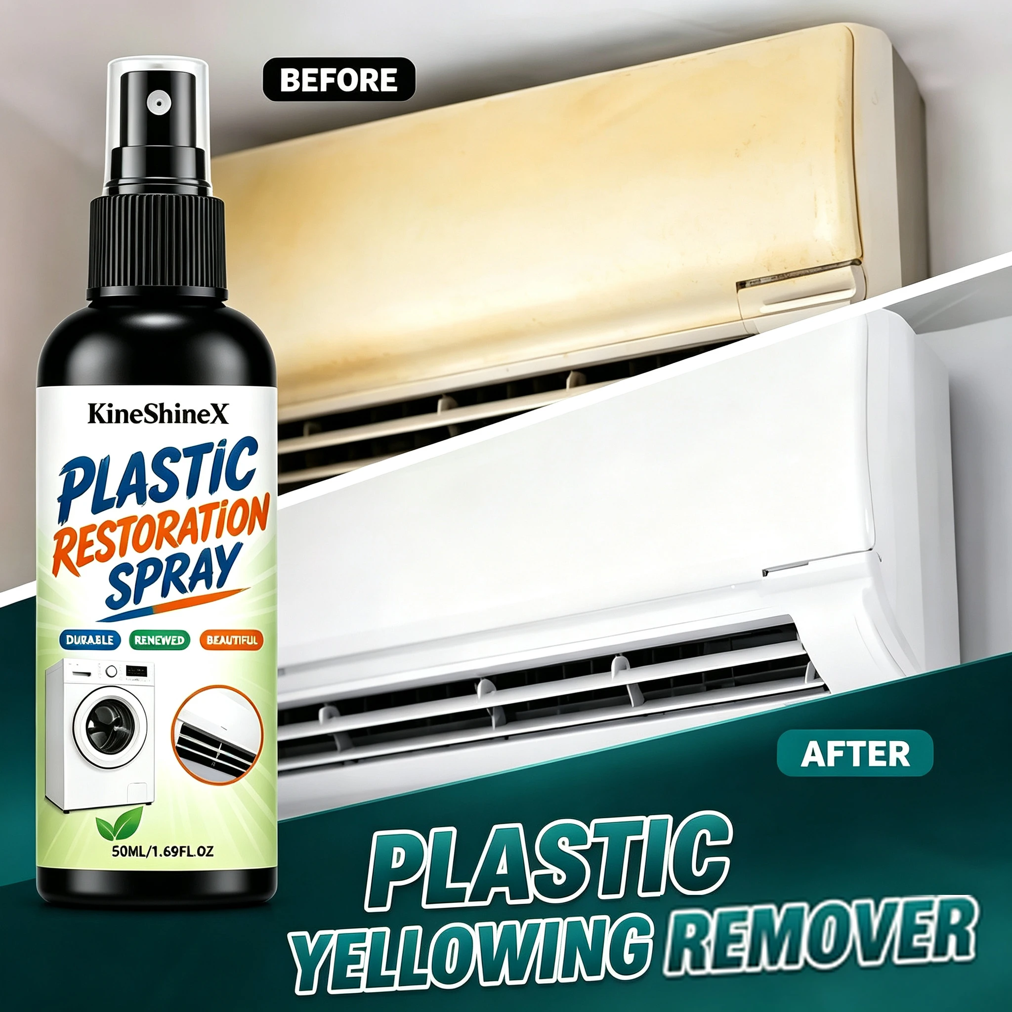 Plastic Renovator Spray - Deep Clean& De-Yellowing - Restore Bright White Finish with Plastic Restorer& Conditioner JJ3935