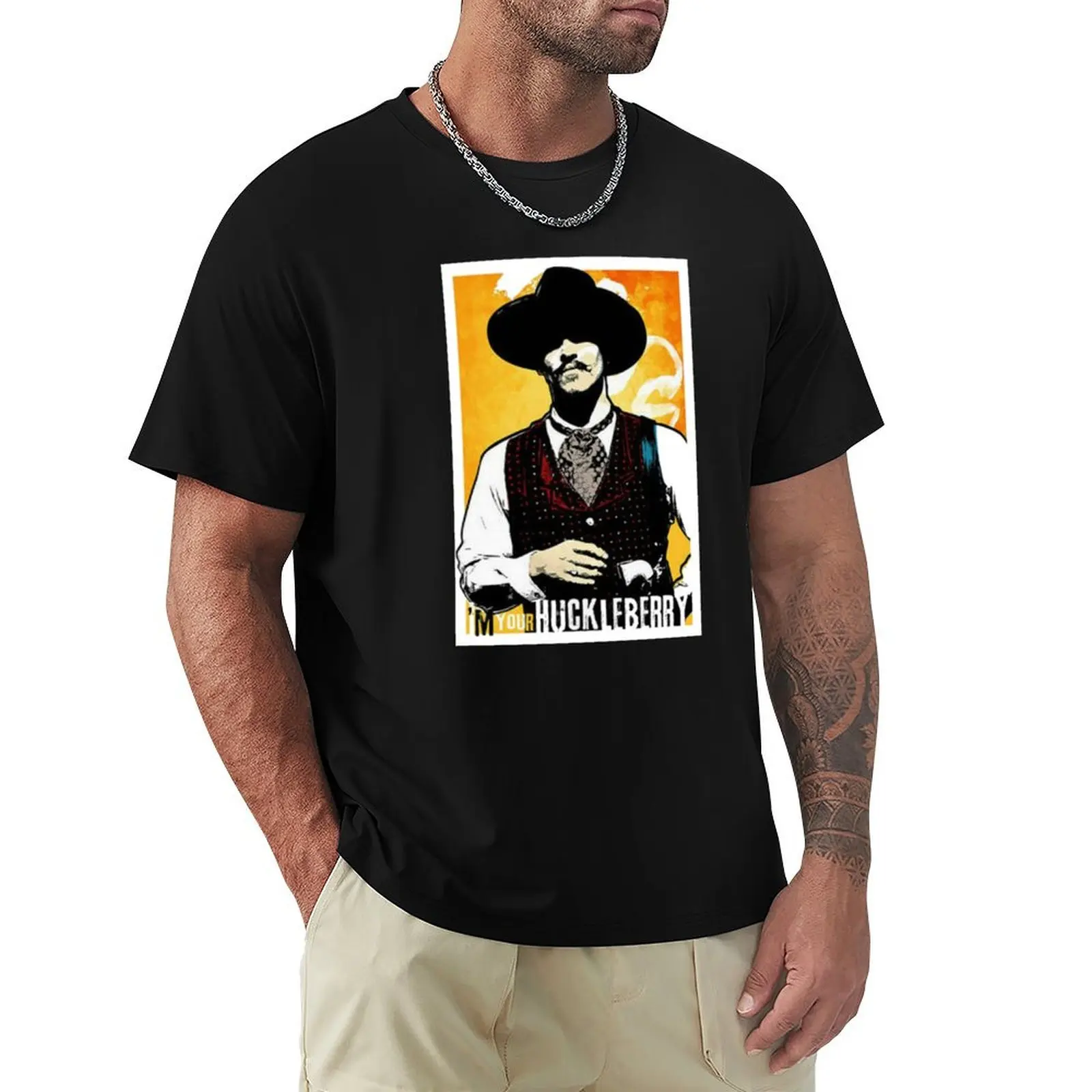 Doc Holliday Tombstone I'm Your Huckleberry Portrait Paper Poster T-Shirt cotton t shirts man 100% T-Shirt