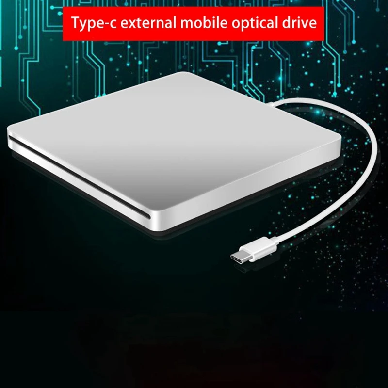 USB External CD/DVD Drive Type C Portable Drive-Free CD Movies Players For Laptop PC Windows Mac