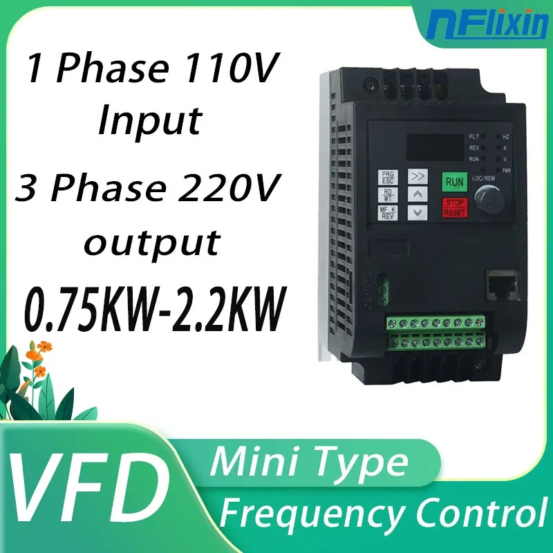 110V-220V VFD Variable Frequency Drive Converter Inverter 0.75/1.5/2.2/4/5.5/7.5KW 110V-220V Motor Speed Controller