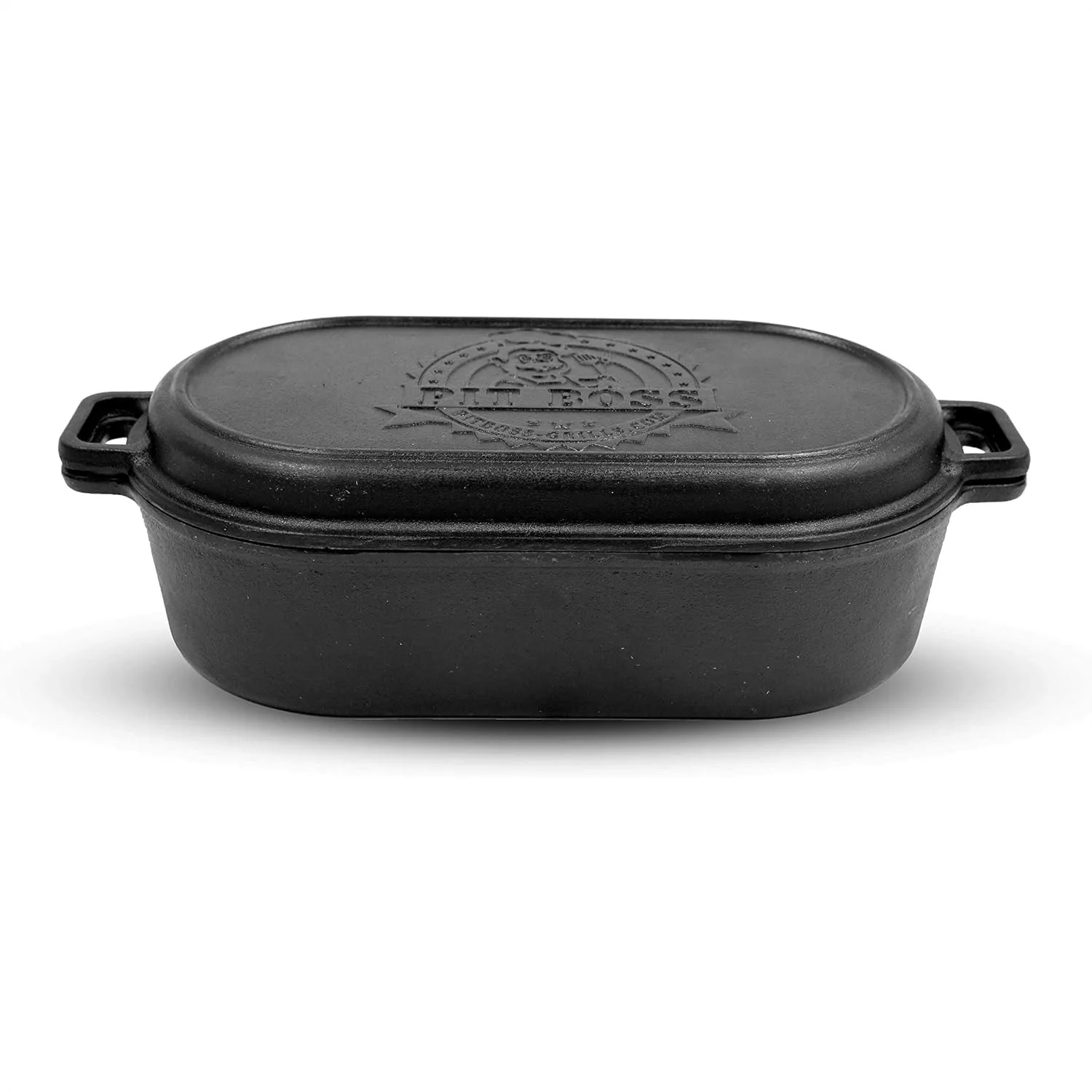 

Cast Iron Roaster with Lid, 6qt Dutch Oven for Baking Braising Roasting Stewing, Campfire Grill Oven Safe