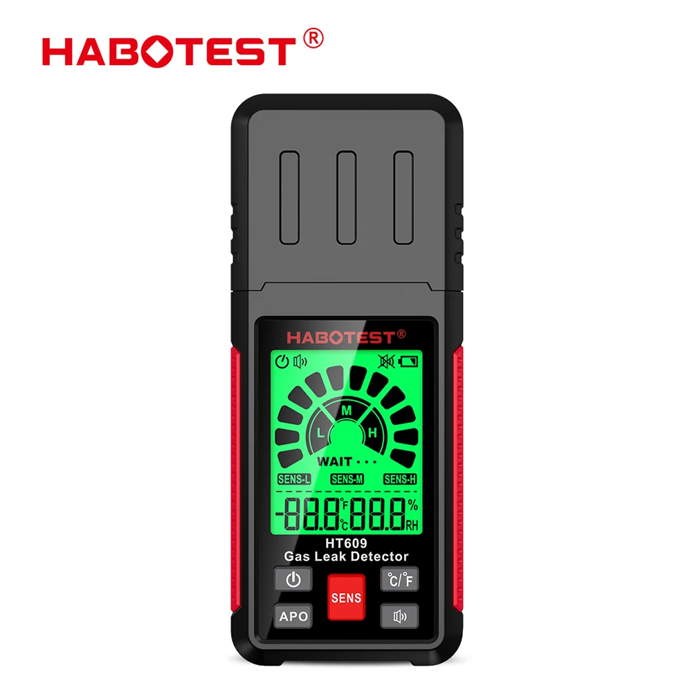 HABOTEST HT609 Gas Leak Detector Combustible Gas Detector Display Temperature Humidity Gas Analyzer Electric Tester Tool