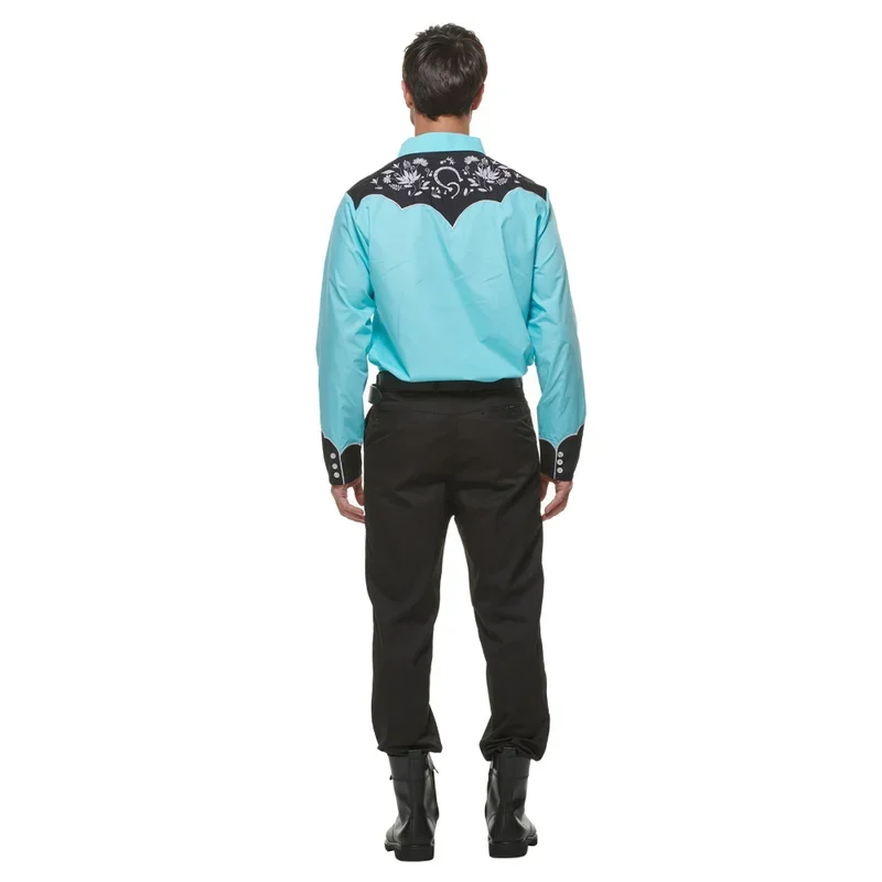 2022 nuove camicie occidentali per uomo Costume da Cowboy nero di Halloween per adulti confortevole camicia abbottonata manica lunga adatta per feste