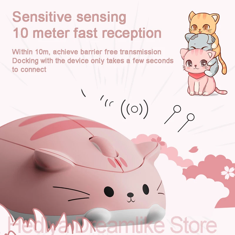 Kitten Theme 2.4G Wireless Mouse Cute Creative Designed Ergonomic Mause USB Optical Animal Mice For PC Laptop Kids Friends Gift