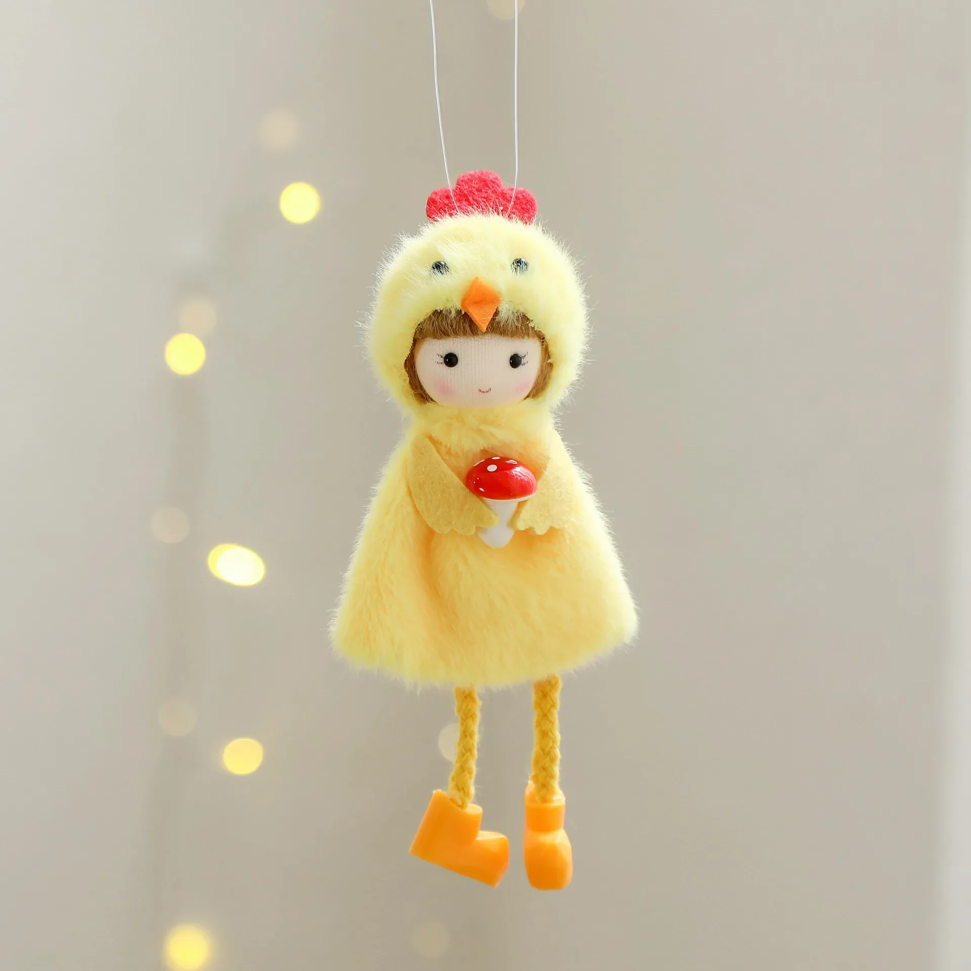 2025 Easter Dolls Hanging Ornaments Yellow Chicken Egg Angel Girl Tree Pendant Figurine Home Wedding Birthday Party Decor Props