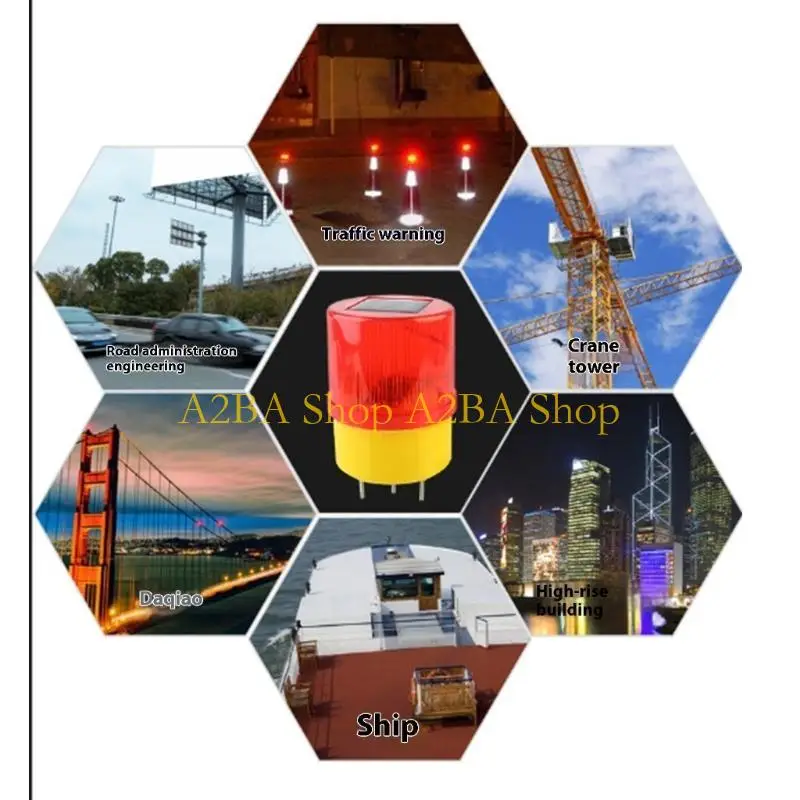 A2BA Lamp Solar Powered LED Warning Light Road Barrier Warning Light Road Construction Warning Lamp