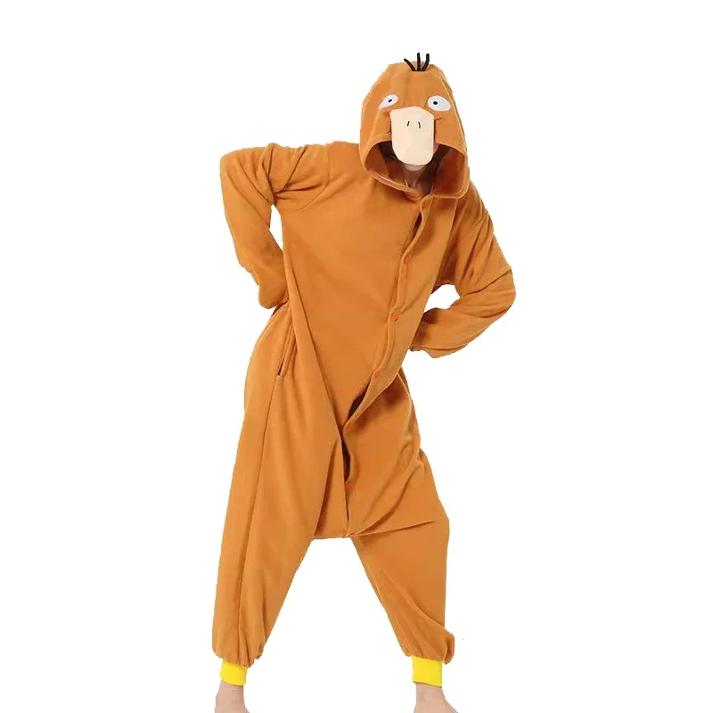 Pokemon Onesie Psyduck Cosplay Costume Pajamas Christmas Fleece Men One-Piece Anime Kigurumi Full Body Pijama New Year Gift