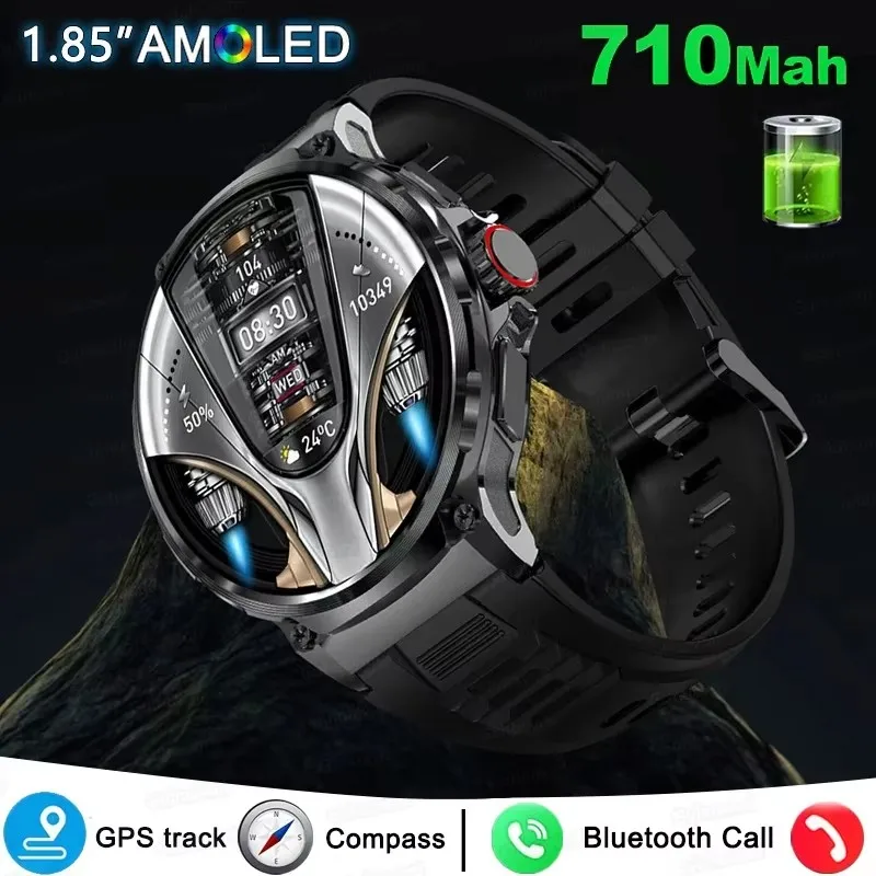 

New for xiaomi SmartWatch Men 1.85-Inch HD Sports Bluetooth Call GPS Sports Fitness Tracker HeartMonitor 710mAh Waterproof Watch