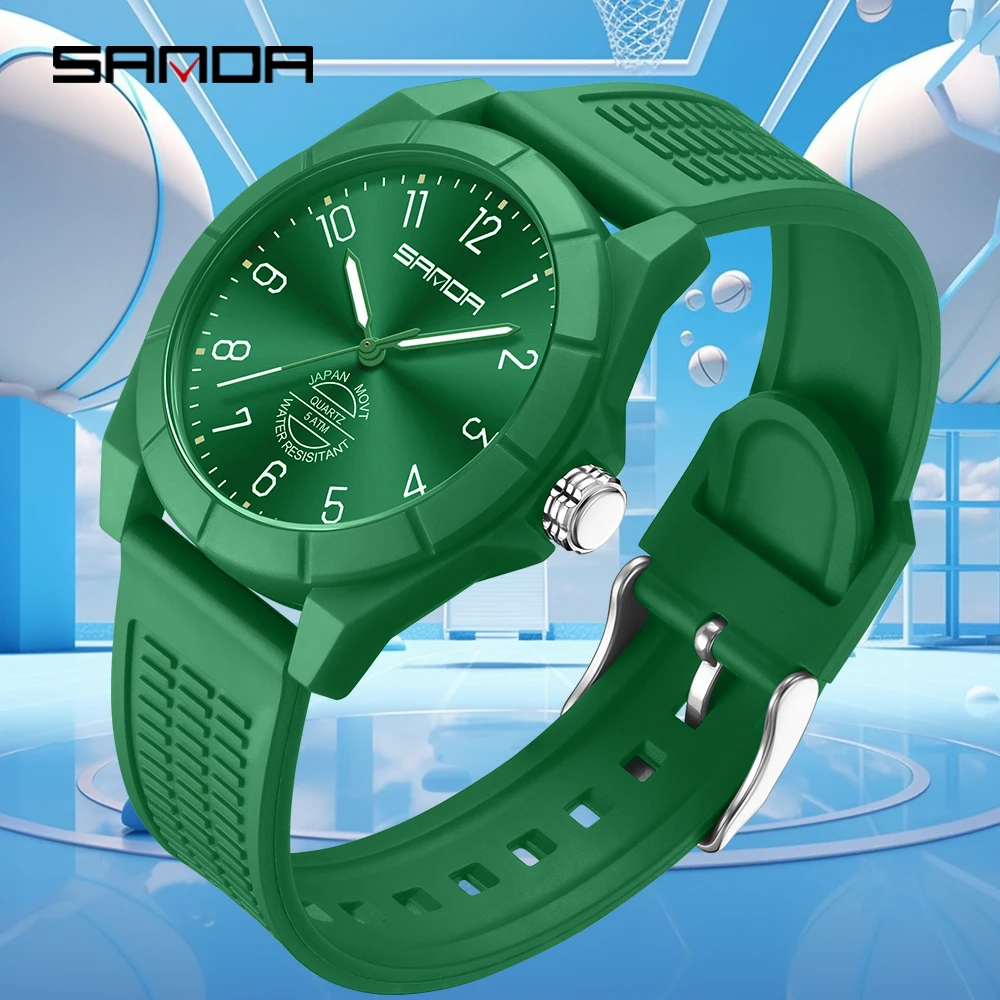 ファッション SANDA 6212 メンズ電子腕時計 シリコンストラップ 多機能 スポーツ 防水 学生 クォーツ腕時計