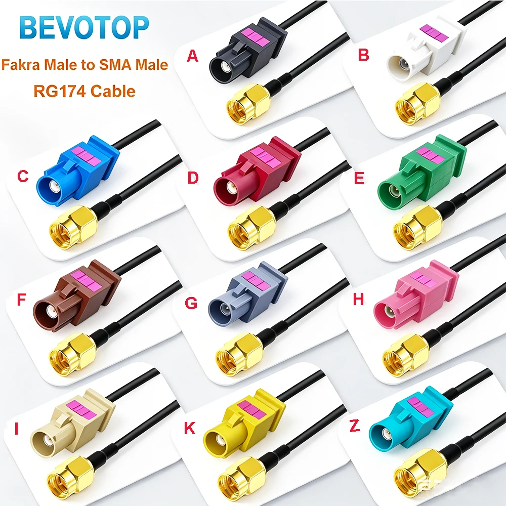 1PCS RG-174 Cable Extended Fakra A/B/C/D/E/F/G/H/I/K/Z Male Connector to SMA Male Adapter RG174 Car Radio Antenna Extension Cord
