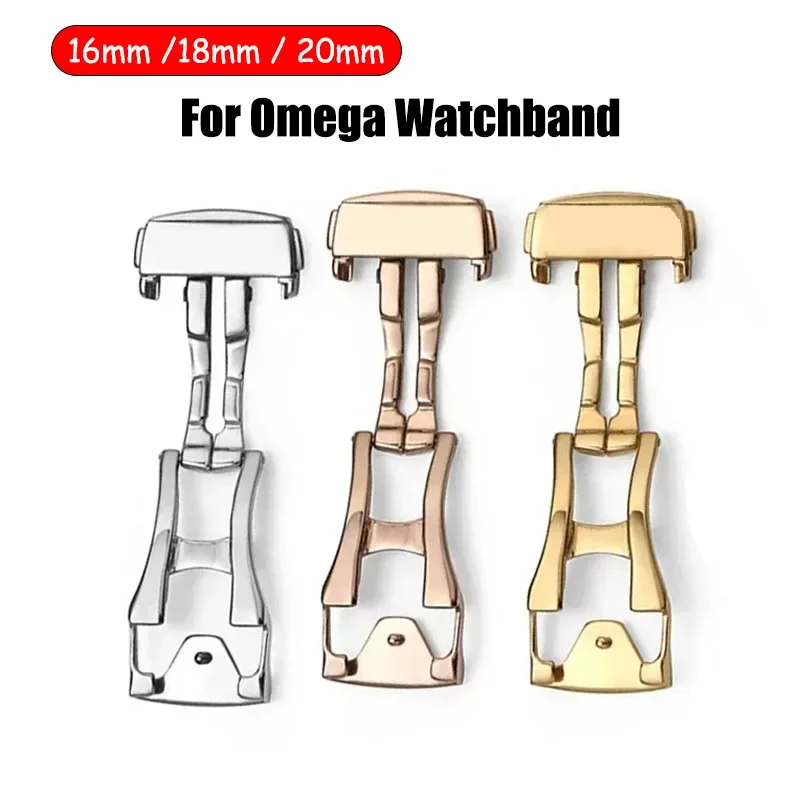 16/18/20mm Stainless Steel Watch Buckle for Omega Leather Rubber WatchBand Deployment Clasp Folding Butterfly Button Accessories