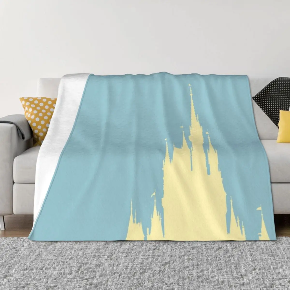 

Magic Castle Silhouette Blue and Yellow Throw Blanket Blankets For Sofas Thermal Camping For Sofa Thin Blankets