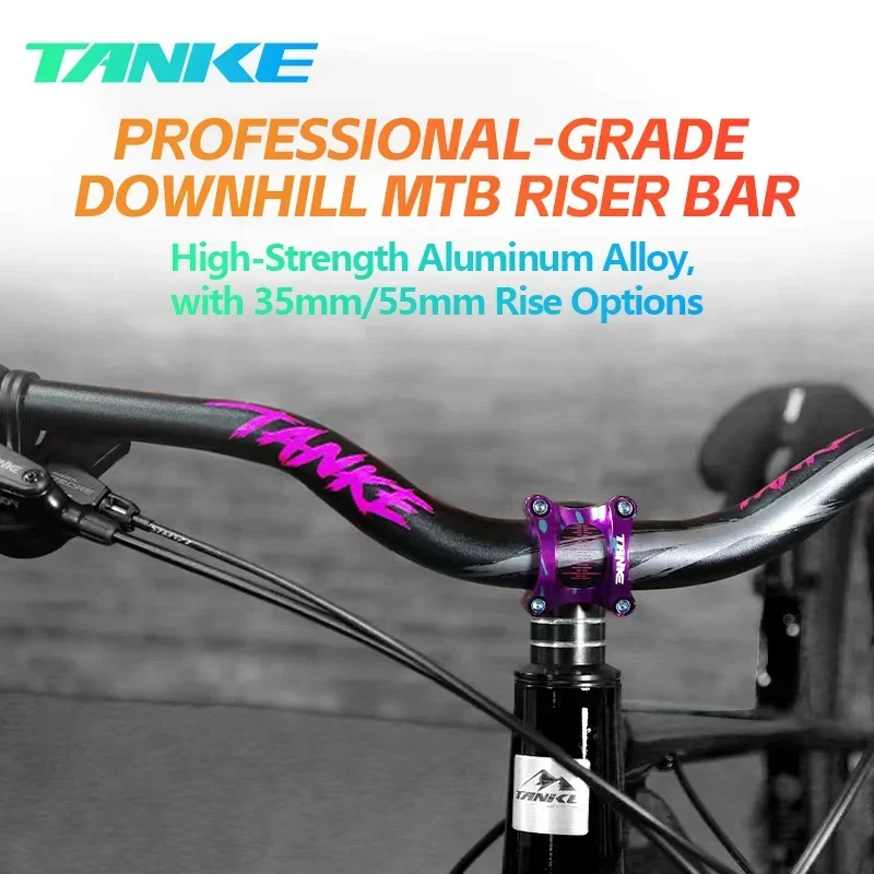TANKE 31.8MM Mountain Bike Handlebar Aluminum Alloy Bicycle Riser Handlebar 55MM Rise 780MM Length MTB Swallow Shaped handlebar