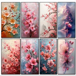 Cherry Blossoms Diamond Painting New Arrival Flower Home Decor DIY Embroidery Floral Mosaic Jewel Cross Stitch Wall Sticker