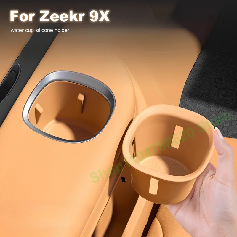 

For ZEEKR 9X Three-drain Coaster Silicone Rear Door Storage Box Cup Sleeves Car Cup Holder Decorative Interior Accessories
