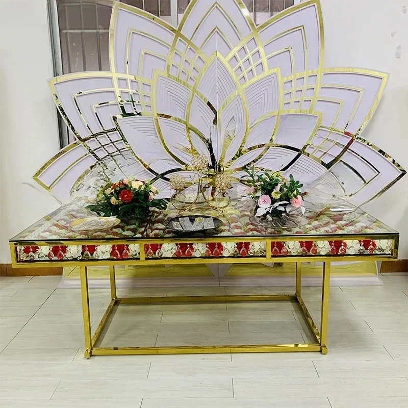

Wedding Mirror Glass Stainless Steel Dining Table exclusive concepts mirror glass wedding rent dining table