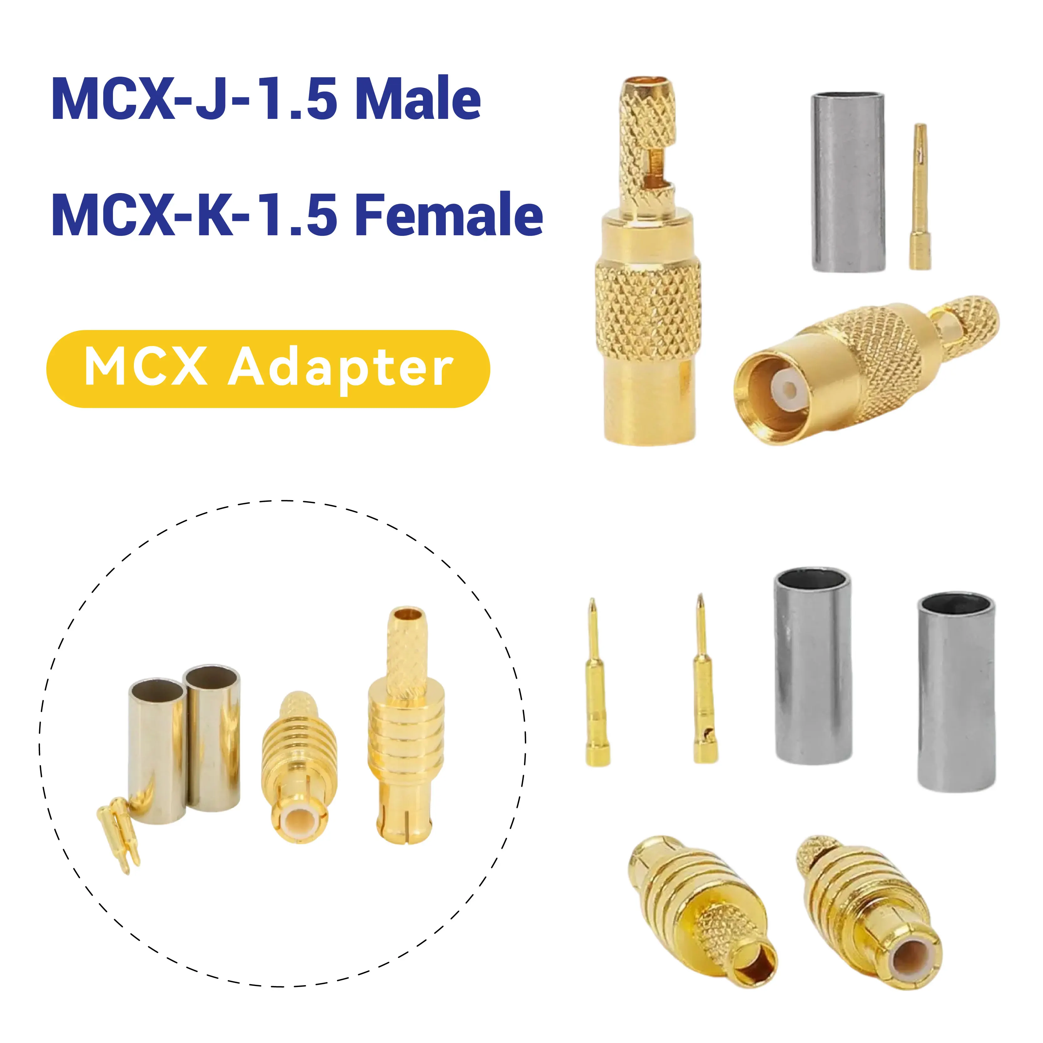 

MCX Crimp Male Plug RF Coax Female Connector for RG316/174 Cable Straight Goldplated