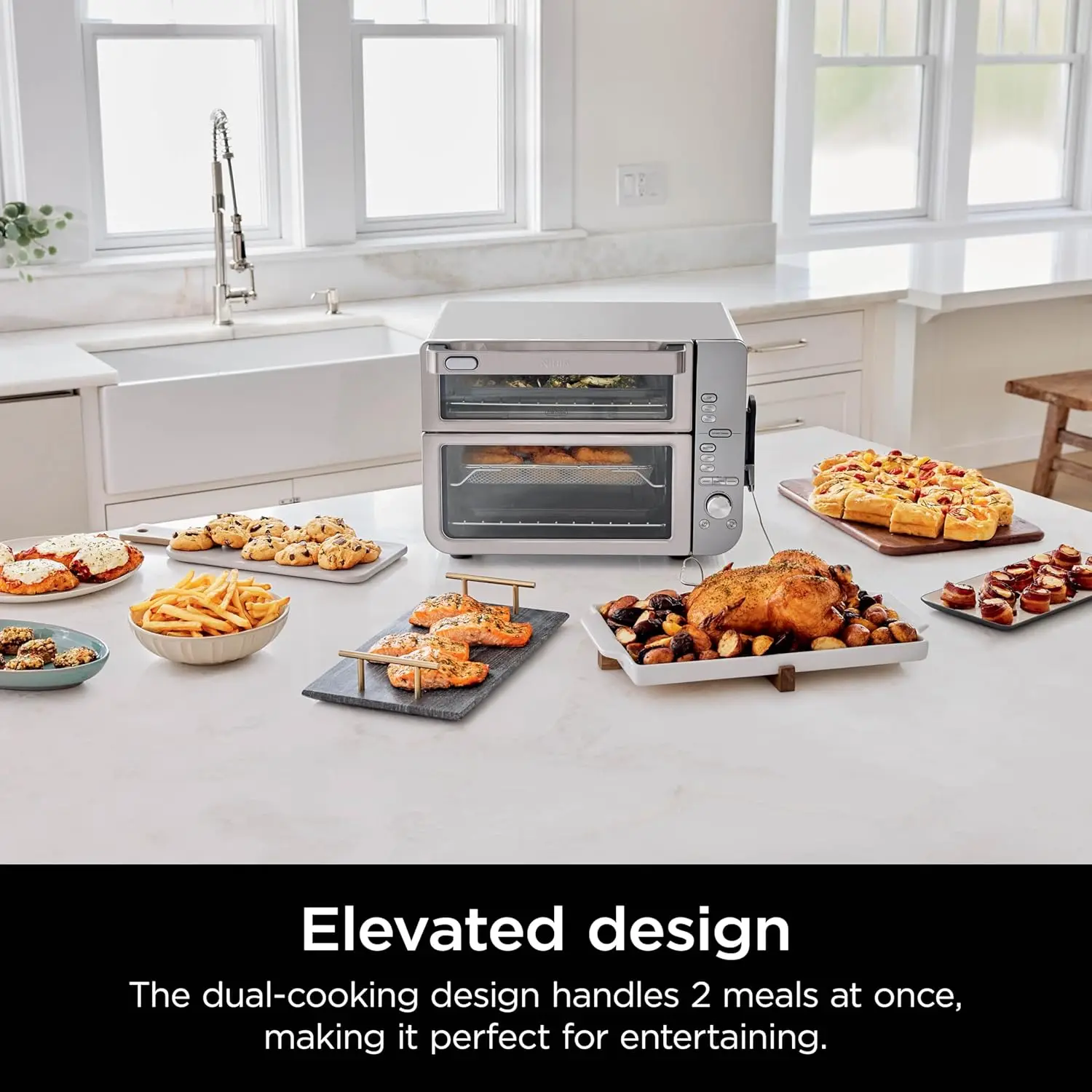 Countertop Oven Double Stack XL&Air Fryer with Pro Cook System,12-in-1,Flexdoor,FlavorSeal,SMART FINISH with DualZone Technology